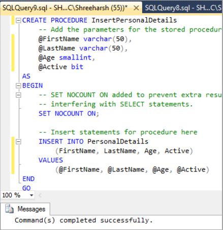 Insert Record Stored Procedure In SQL Server Tech Funda