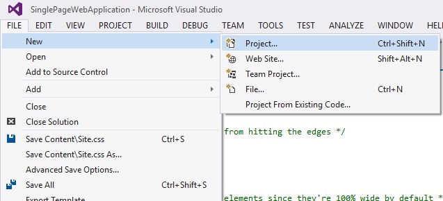 File > New Project in Visual Studio