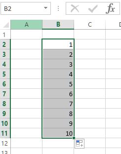 auto fill count in ms excel result