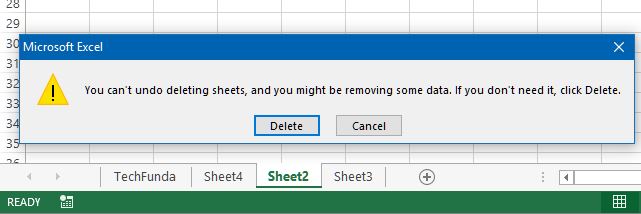 delete a worksheet of workbook in excel