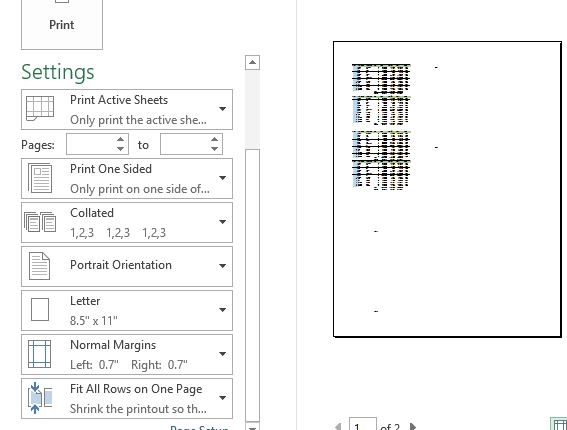 Fitting all rows into page in Excel 
