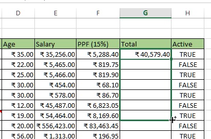 Drag the formula to other rows in excel