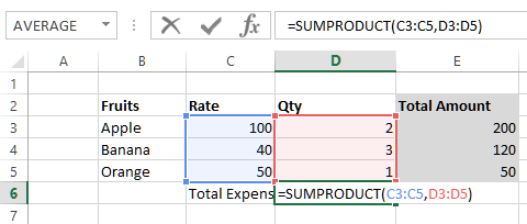 Sumproduct in excel