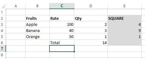 sumsq function in excel