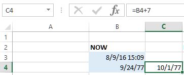 Add days into date in excel