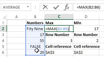 Max function syntax in Excel