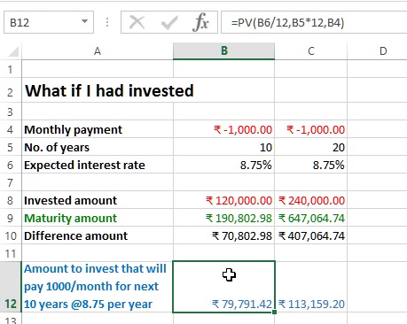 Annuity amount calculation in excel