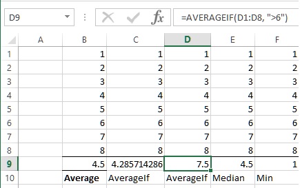 AVerageIf another example in Excel