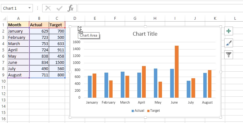 Move chart in Excel