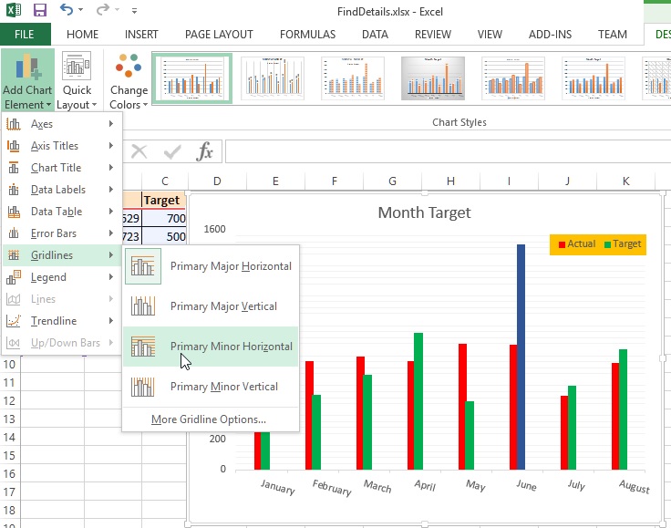 GridLines on Excel Chart