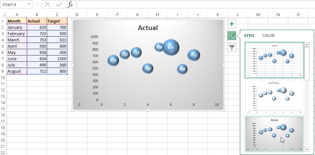 3D Bubble Chart in Excel with Label