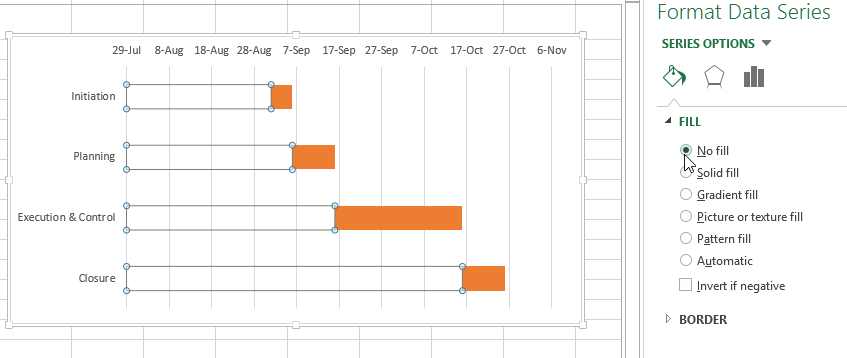 No fill stacked bar in Excel Chart