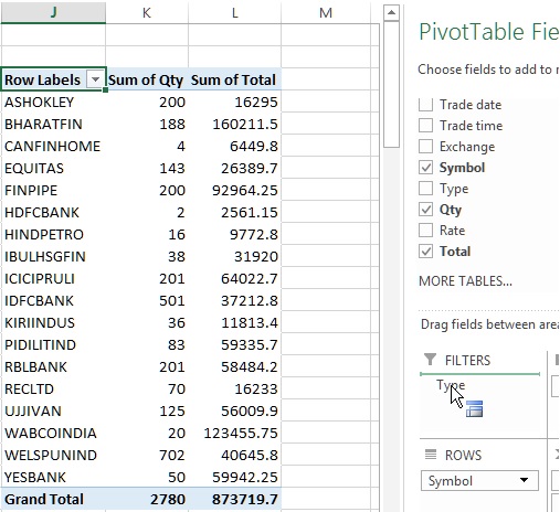 Drag field to filter data in Pivot table of Excel