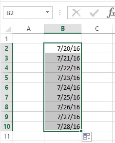 fill date in ms excel result
