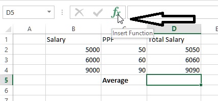 insert a function in excel