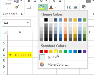 Change the cell color in excel