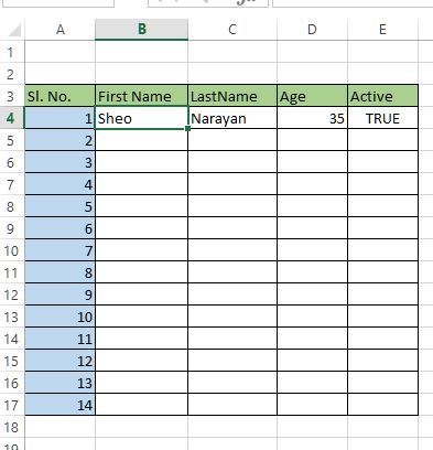 sample template data in excel