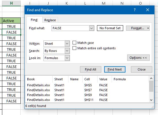 Find All in Excel