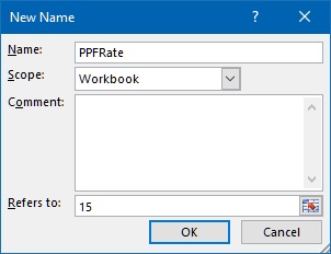 New name dialog box in excel