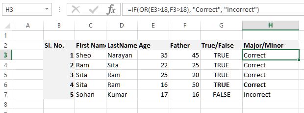 OR function inside another function in Excel