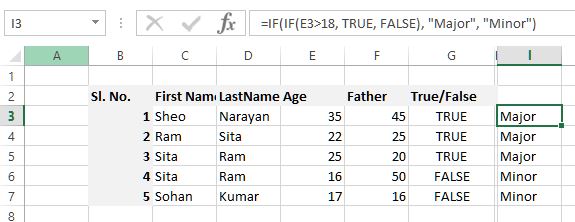 Nestedif function in Excel