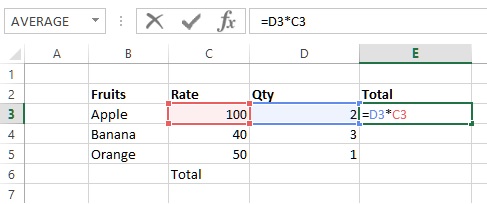 Relative cell reference in excel