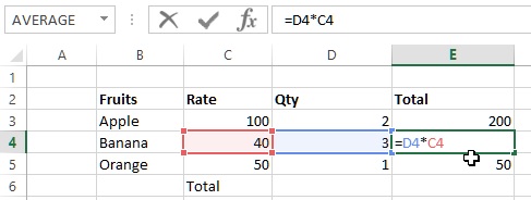 Relative cell reference in excel