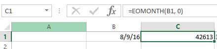 EOMONTH function in excel