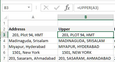 Upper case in Excel