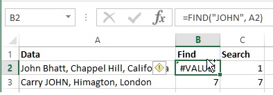 FIND function in Excel