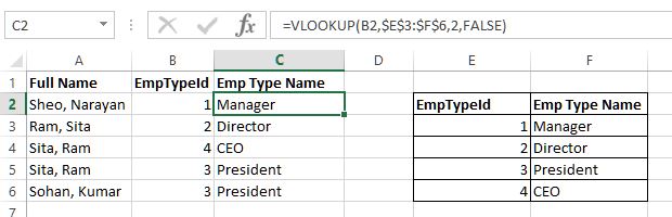VLookup function in Excel