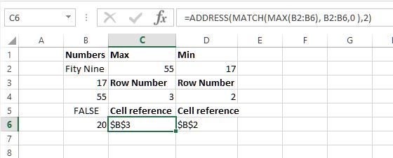 Address function in Excel