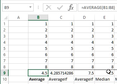 Average function in Excel