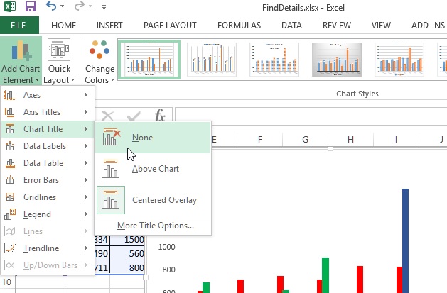 Remove chart title in Excel chart