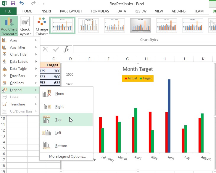 Excel Chart legend position