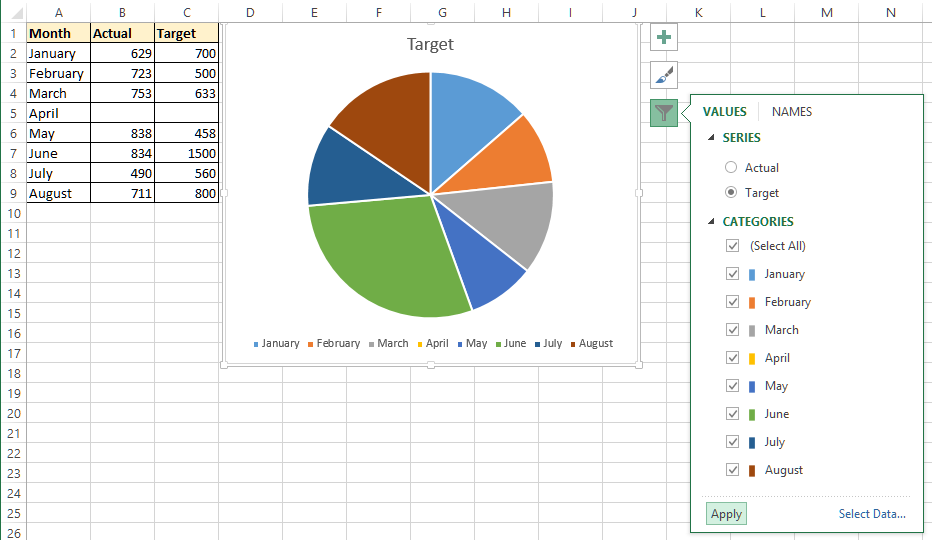 how do i make a pie chart in excel with color