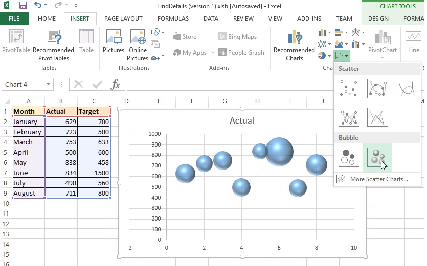 3D Bubble chart in Excel
