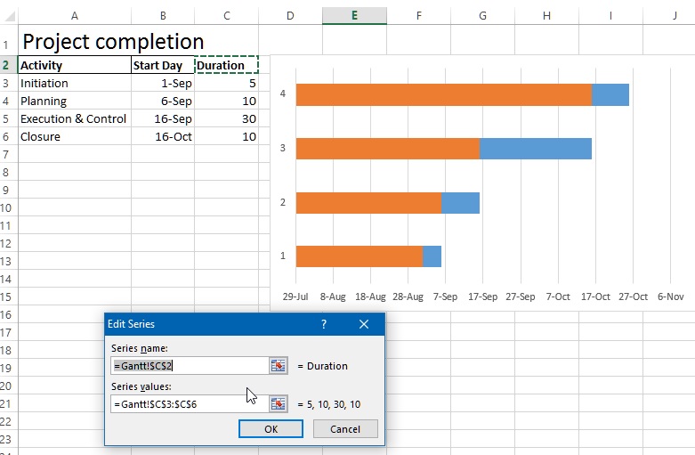 Edit series in Excel Chart