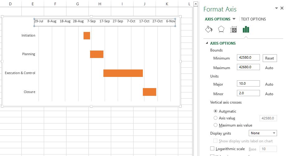 Excel chart axis options